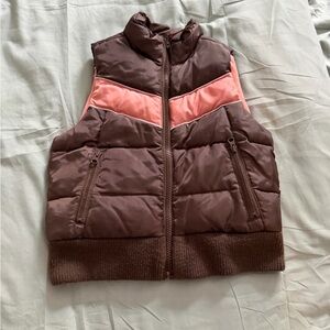 Old Navy Brown and Pink Kids Puffer Vest 2-3Y